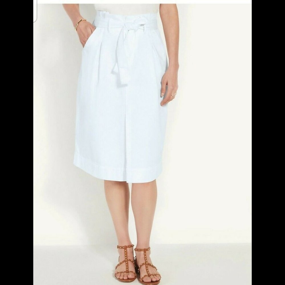 ANN TAYLOR BELTED PAPERBAG WAIST DENIM SKIRT 4P